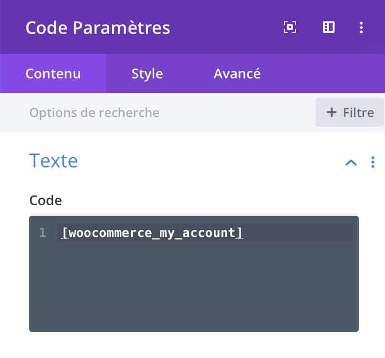 les shortcodes dans les modules divi